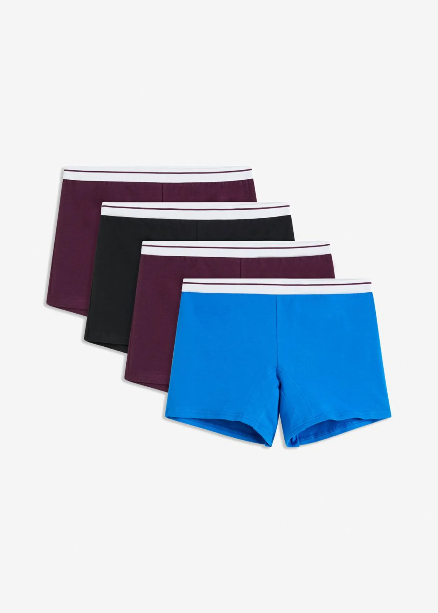 bonprix bonprix Bóxer de largo medio con algodón orgánico (4 unidades) negro+morado intenso+azul horizonte Best