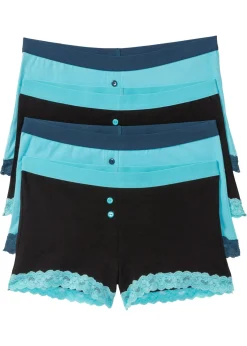 bonprix bonprix Bóxer de mujer (4 unidades) Celeste/negro Clearance