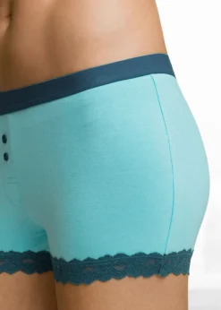 bonprix bonprix Bóxer de mujer (4 unidades) Celeste/negro Clearance