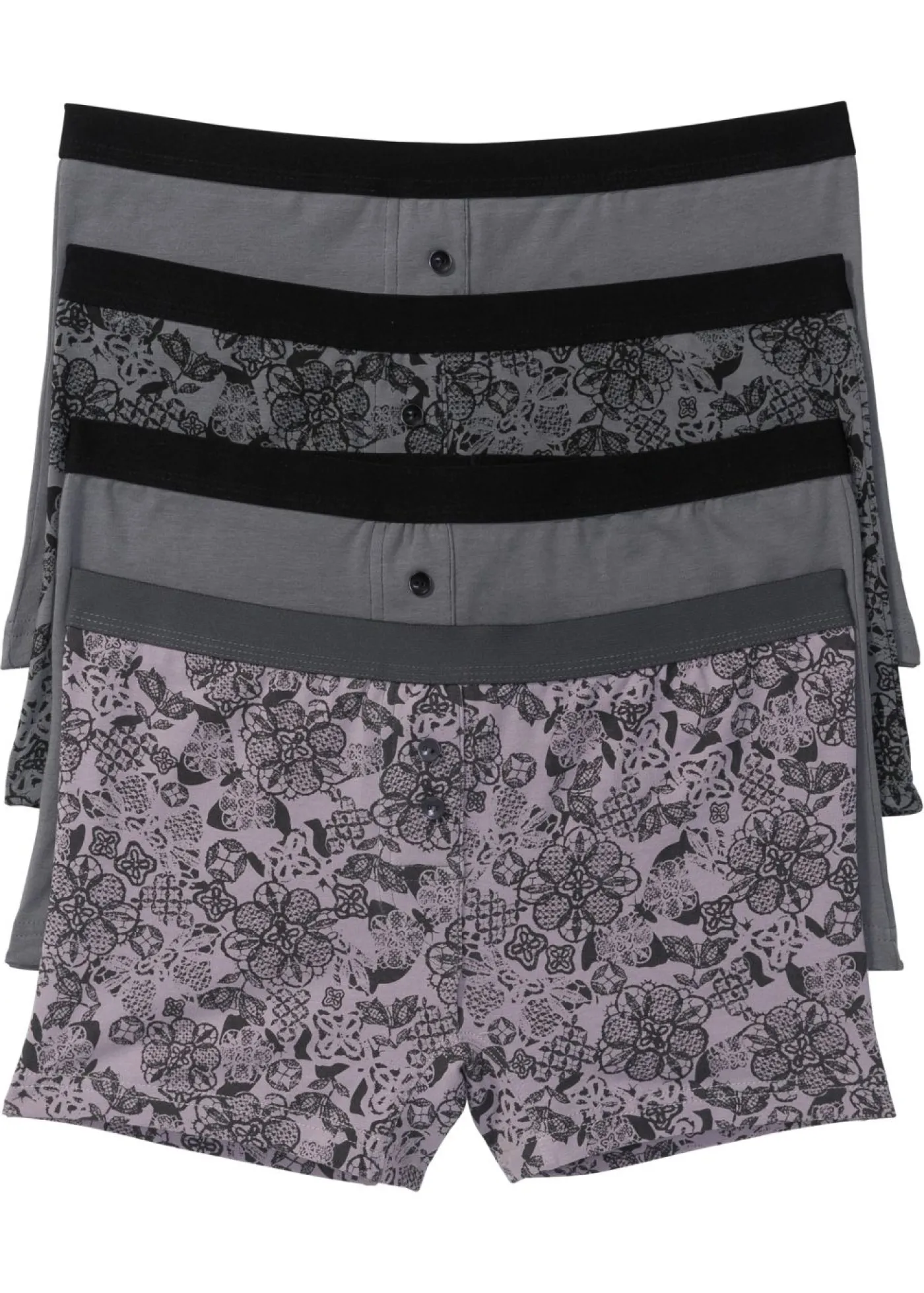 bonprix bonprix Bóxer de mujer (4 unidades) Violeta/gris ahumado estampado Outlet