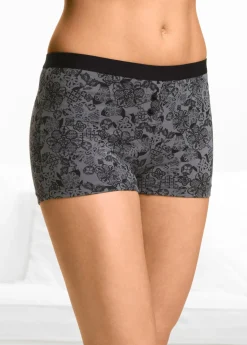bonprix bonprix Bóxer de mujer (4 unidades) Violeta/gris ahumado estampado Outlet