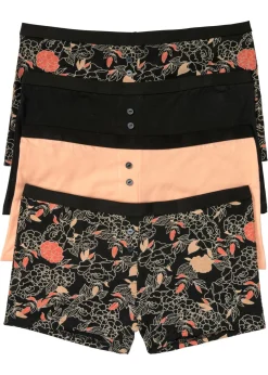bonprix bonprix Bóxer de mujer (4 unidades) Negro de flores/negro/melocotón Outlet