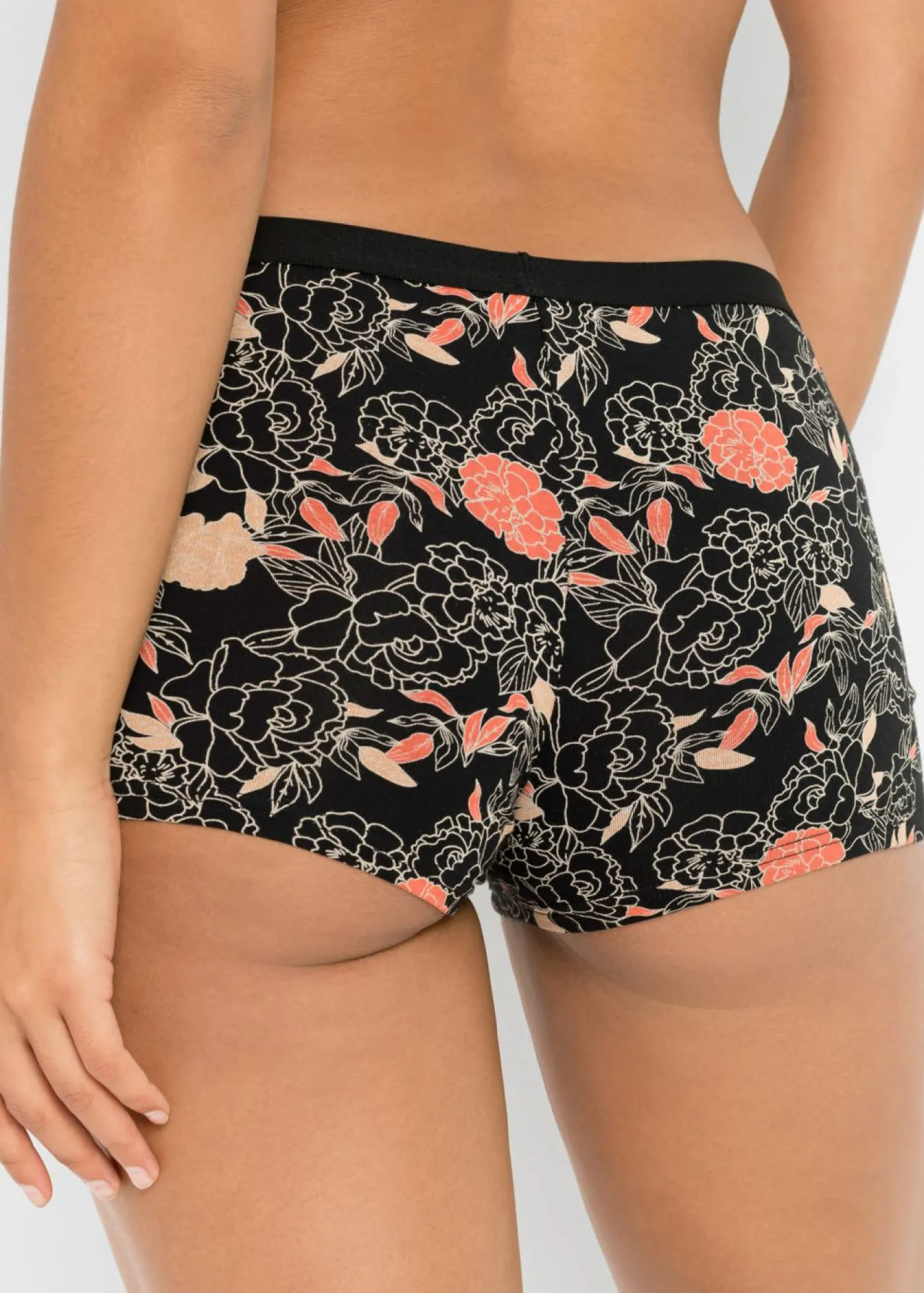 bonprix bonprix Bóxer de mujer (4 unidades) Negro de flores/negro/melocotón Outlet