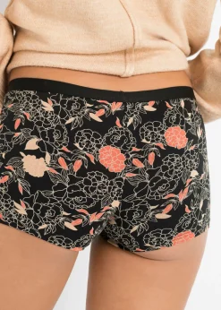 bonprix bonprix Bóxer de mujer (4 unidades) Negro de flores/negro/melocotón Outlet