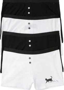 bonprix bonprix Bóxer de mujer (4 unidades) Negro-blanco Discount