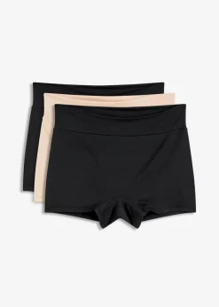bonprix bonprix Bóxer de mujer (3 unidades) de modal suave negro+beige tiza Best