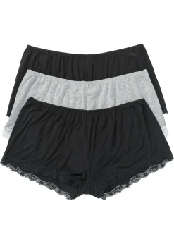bonprix bonprix Bóxer holgado de viscosa (3 unidades) Negro-gris claro jaspeado Clearance