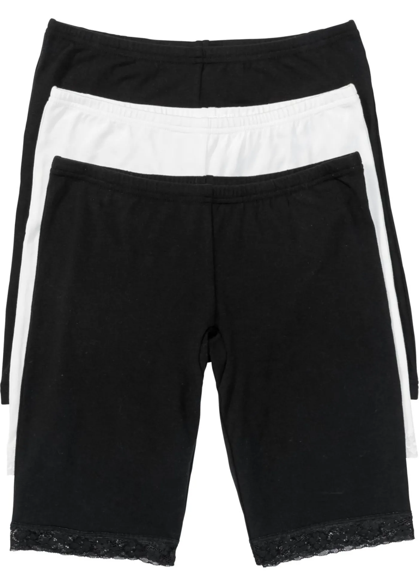 bonprix bonprix Bóxer largo con encaje para mujeres (3 unidades) Negro-blanco lana Online