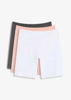 bonprix bonprix Bóxer largo de mujer con algodón orgánico (3 unidades) rosa vintage-pizarra-blanco Hot