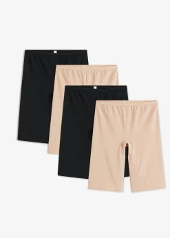 bonprix bonprix Bóxers largos con algodón orgánico para mujeres (4 unidades) negro+beige mate Discount