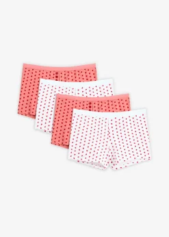 bonprix bonprix Bóxers para mujeres (4 unidades) rojo salsa-rosa coral-blanco