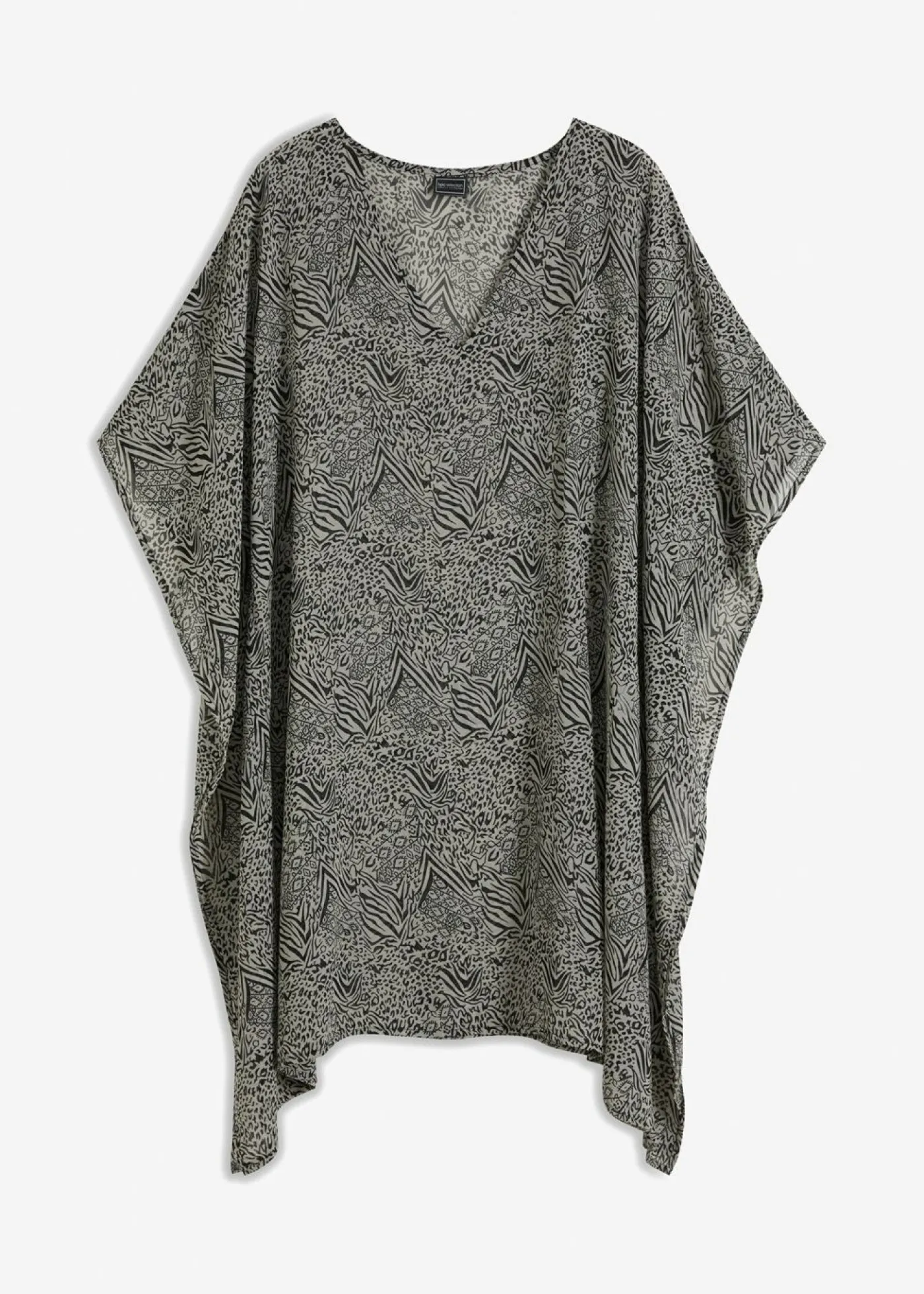 bonprix bonprix Caftán estampado leo negro / gris claro Best