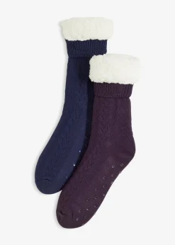 bonprix bonprix Calcetines Azul oxford-lila oscuro-blanco lana Online