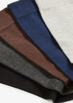 bonprix bonprix Calcetines antipresión de algodón orgánico (5 pares) negro-antracita jaspeado-azul marino-gris claro jaspeado-marrón oscuro Best