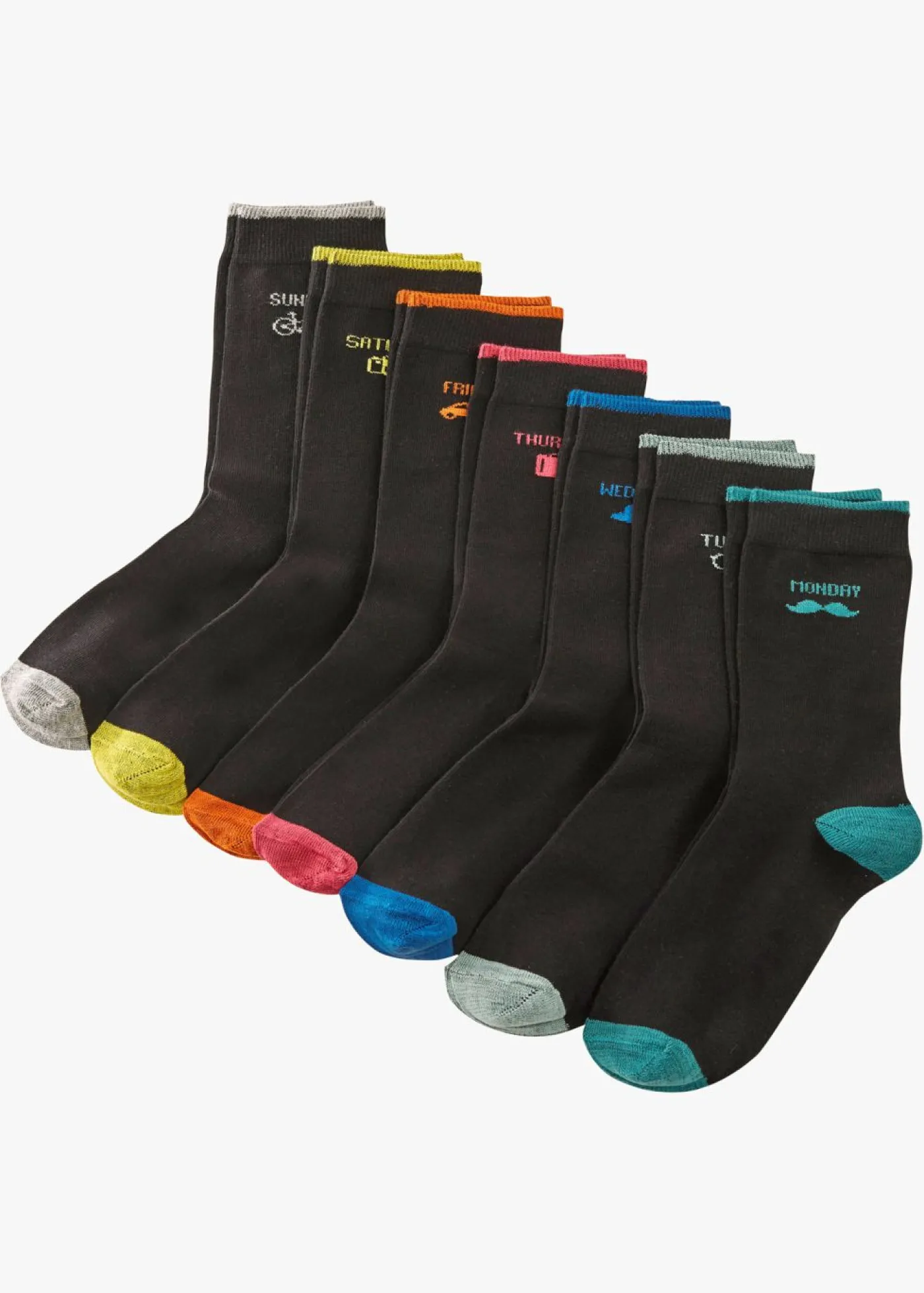 bonprix bonprix Calcetines con algodón orgánico (7 pares) Negro estampado Discount