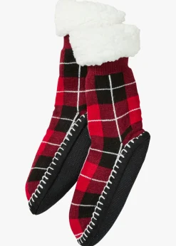 bonprix bonprix Calcetines con suela cosida y forro de peluche negro/magenta/blanco/rojo a cuadros Best
