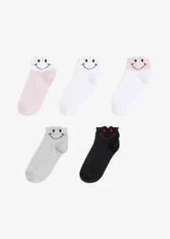 bonprix bonprix Calcetines cortos con algodón orgánico (5 pares) negro-blanco-gris-lila empolvado Sale