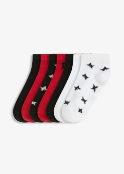 bonprix bonprix Calcetines cortos con algodón orgánico (7 pares) negro-blanco-rojo salsa Discount