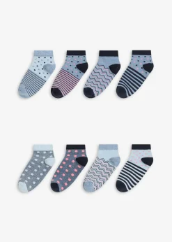 bonprix bonprix Calcetines cortos con algodón orgánico (8 pares) azul marino-rosa pálido-azul pálido-azul Outlet
