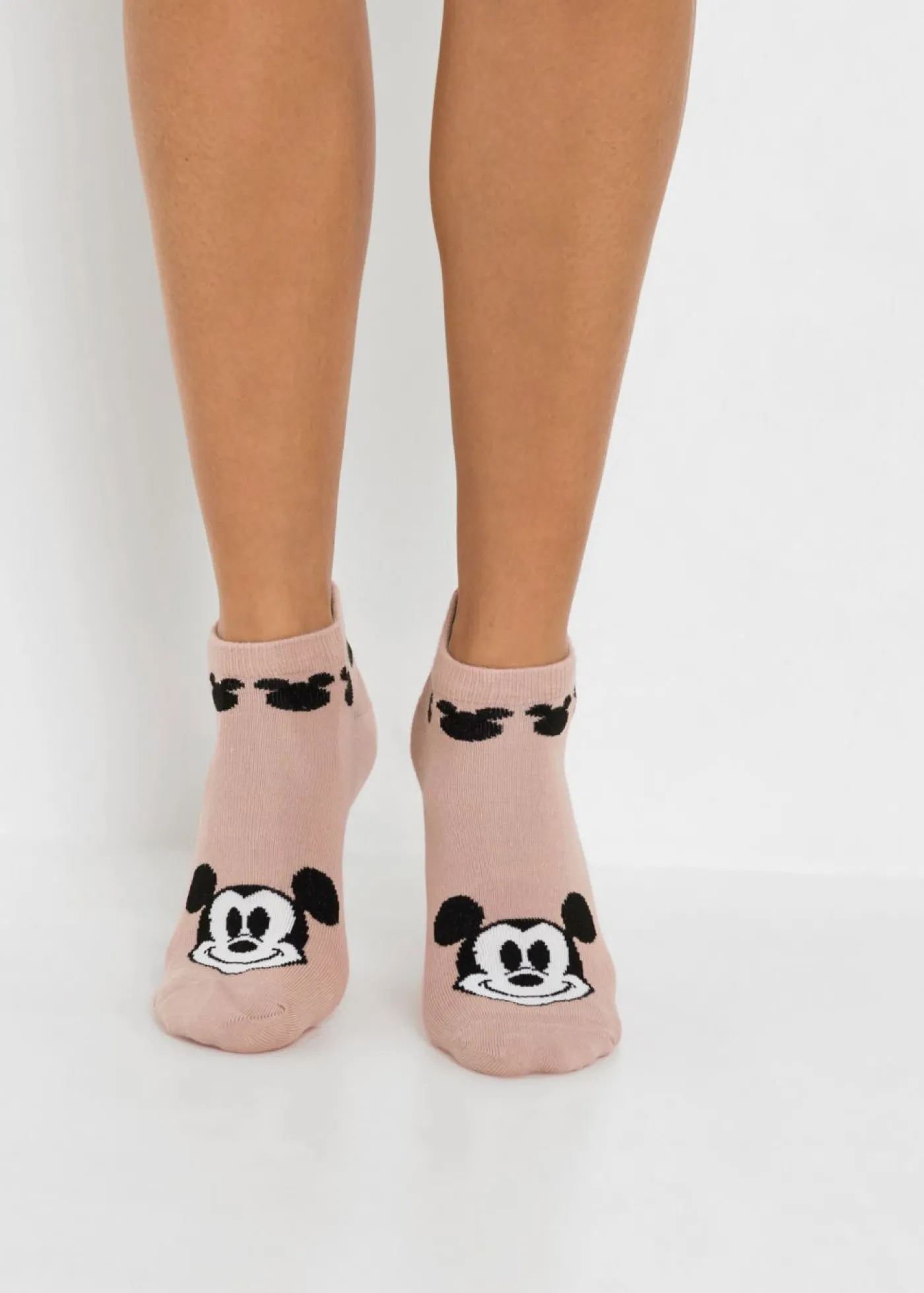 bonprix Disney Calcetines cortos de Mickey Mouse (3 pares) Gris jaspeado-negro-blanco
