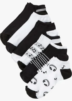 bonprix bonprix Calcetines cortos (6 pares) de algodón orgánico Negro-blanco estampado Hot