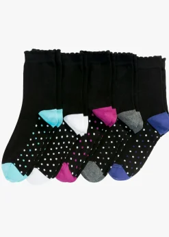 bonprix bonprix Calcetines de algodón orgánico (5 pares) Negro-multicolor de lunares Online