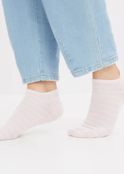 bonprix bonprix Calcetines deportivos con algodón orgánico (5 pares) negro-rosa pálido-blanco-azul pálido-gris jaspeado Clearance