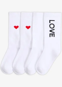 bonprix bonprix Calcetines deportivos con algodón orgánico (4 pares) blanco-fresa-negro Hot