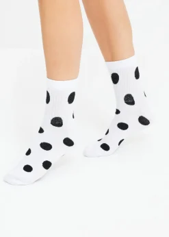 bonprix bonprix Calcetines deportivos cortos con algodón orgánico (5 pares) Negro-blanco estampado Sale