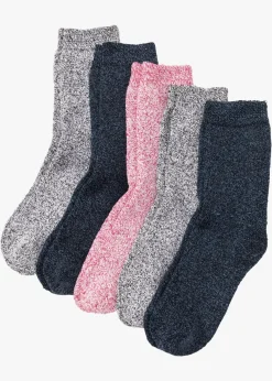bonprix bonprix Calcetines térmicos de rizo (5 unidades) con algodón orgánico Azul/gris/rosa jaspeado New