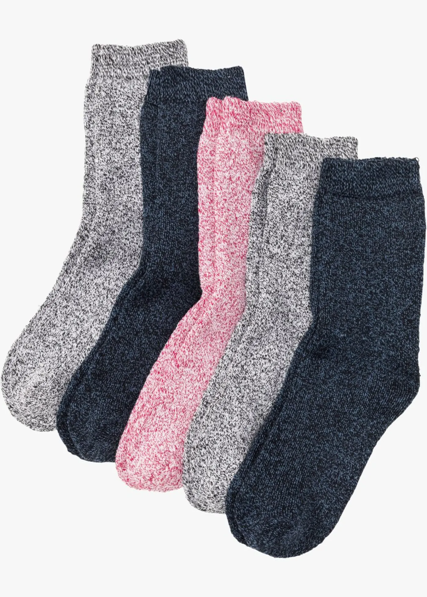bonprix bonprix Calcetines térmicos de rizo (5 unidades) con algodón orgánico Azul/gris/rosa jaspeado New
