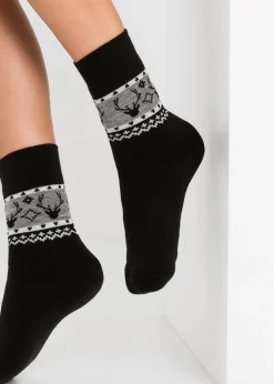 bonprix bonprix Calcetines térmicos unisex (paquete de 4 unidades) Negro-azul-gris jaspeado Discount