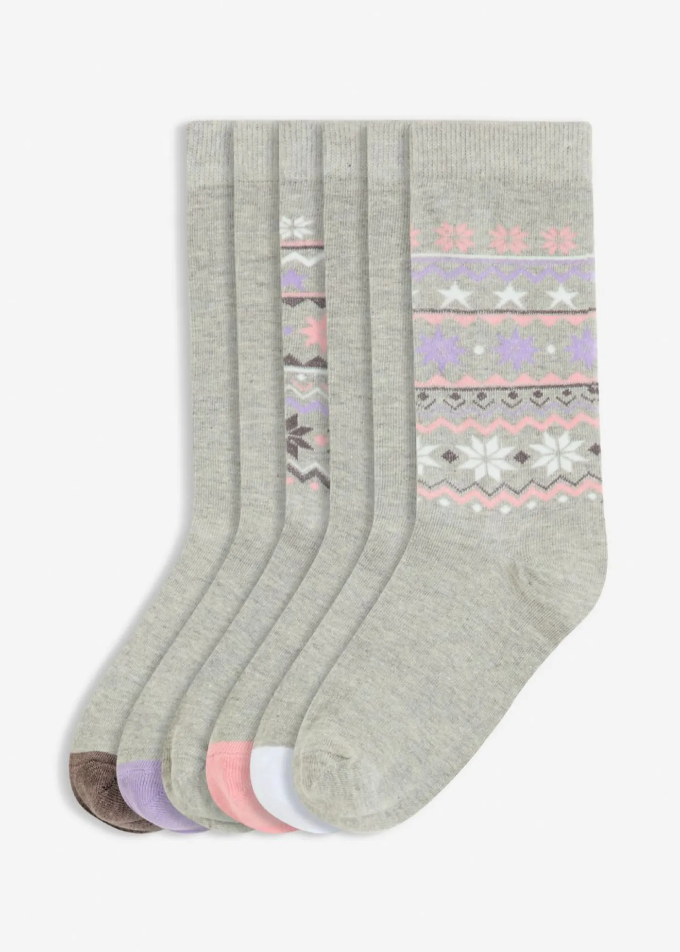 bonprix bonprix Calcetines con algodón orgánico (6 pares) Gris claro jaspeado + gris claro jaspeado estampado Clearance