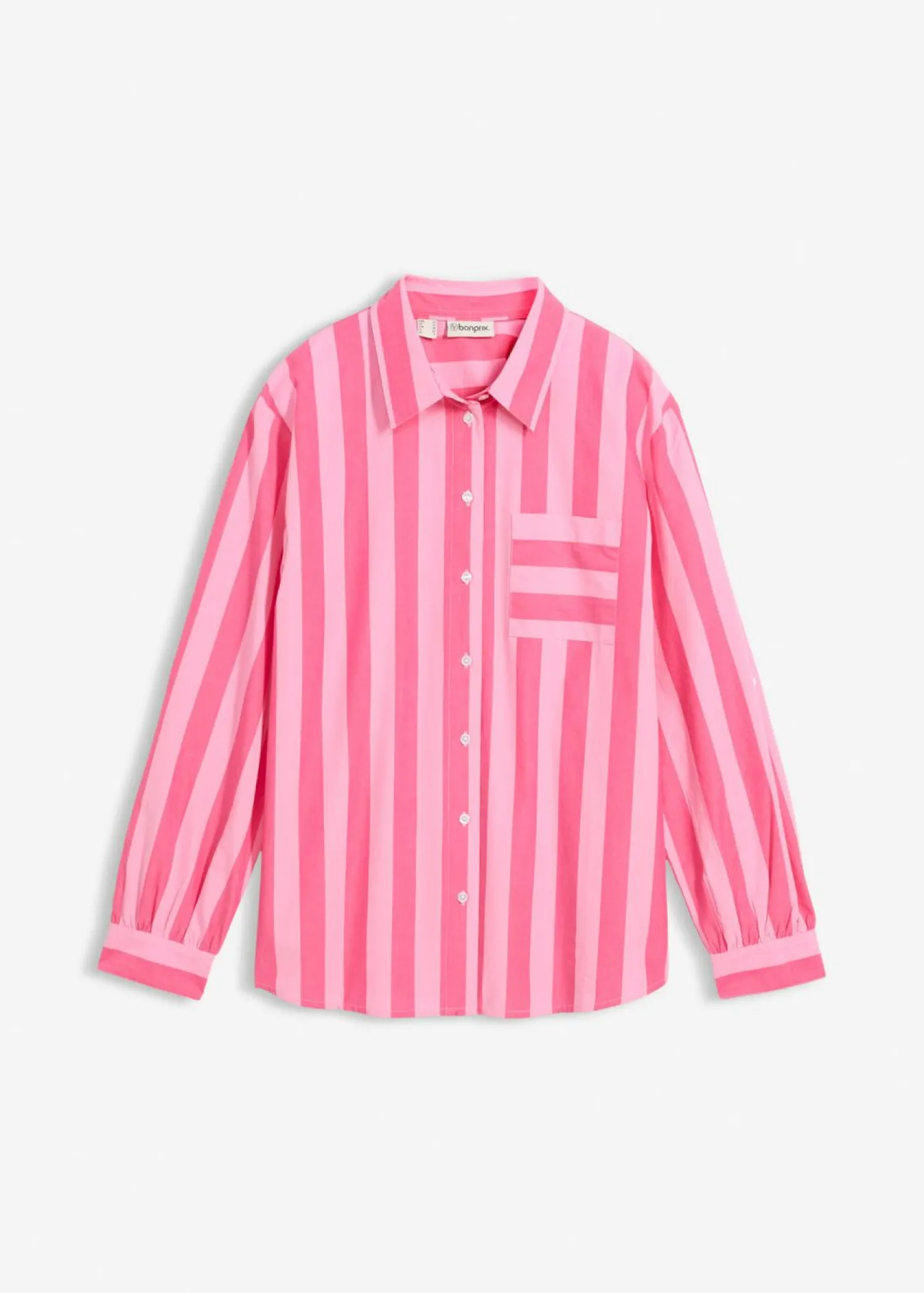 bonprix bonprix Camisa de algodón orgánico puro Pink lady-rosa rayas verticales Sale