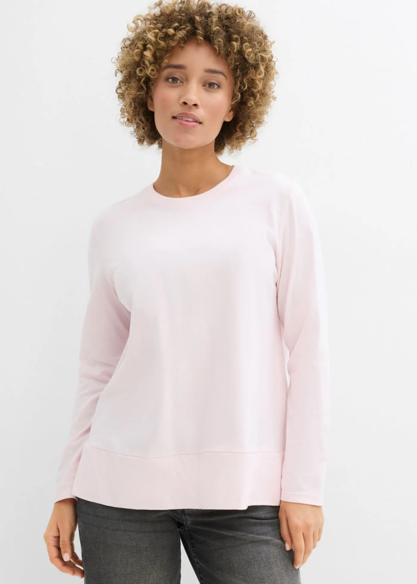 bonprix bonprix Camisa de algodón orgánico con manga larga Rosa claro Hot