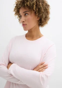 bonprix bonprix Camisa de algodón orgánico con manga larga Rosa claro Hot