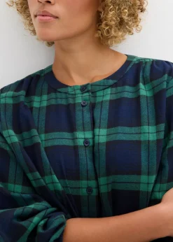 bonprix bonprix Camisa de franela de algodón puro azul marino-verde gema a cuadros Hot