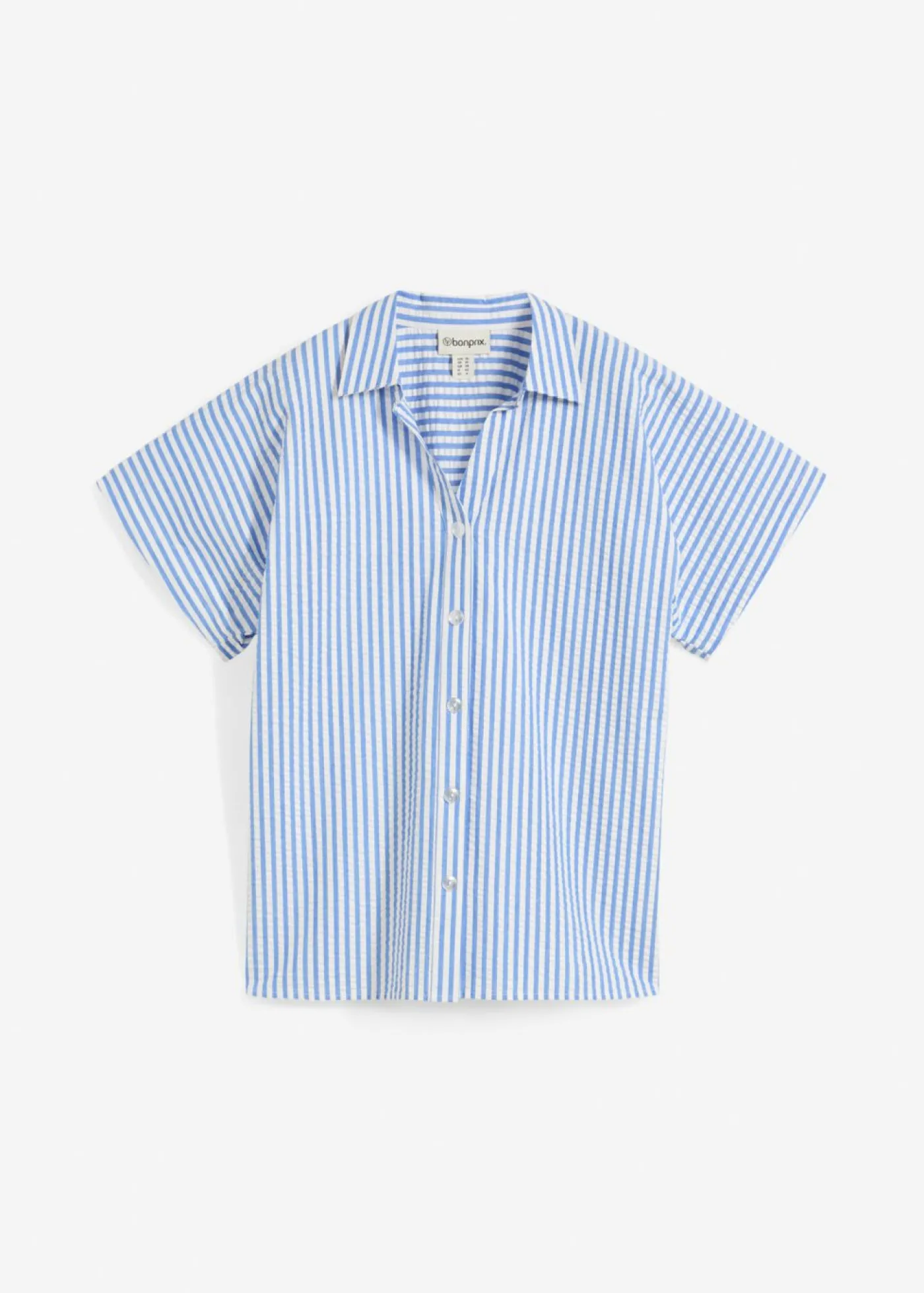 bonprix bonprix Camisa de manga corta estilo milrayas Azul glaciar/blanco lana de rayas Sale