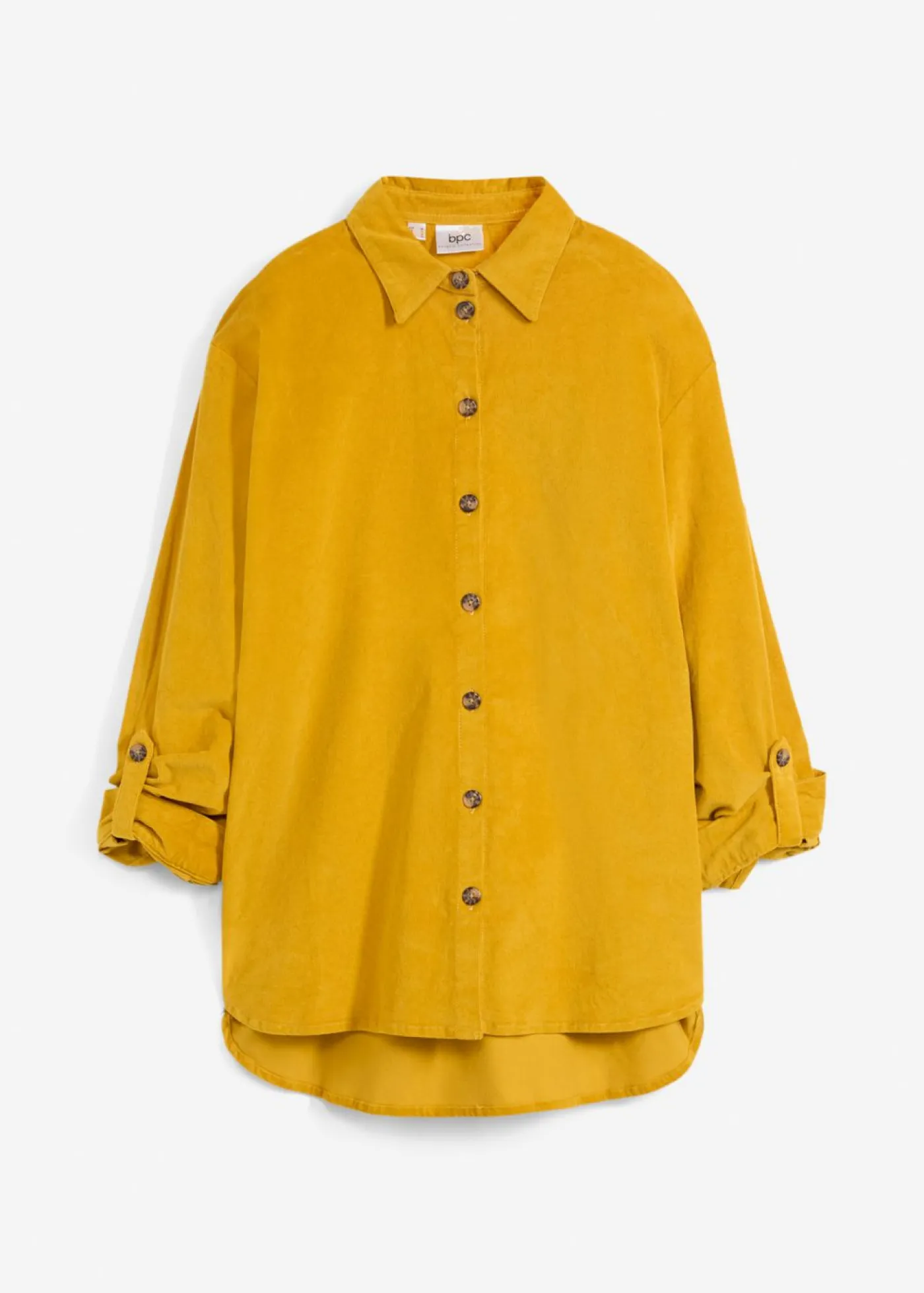 bonprix bonprix Camisa de pana con abertura lateral Oro ocre Discount