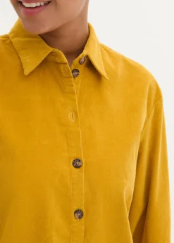 bonprix bonprix Camisa de pana con abertura lateral Oro ocre Discount
