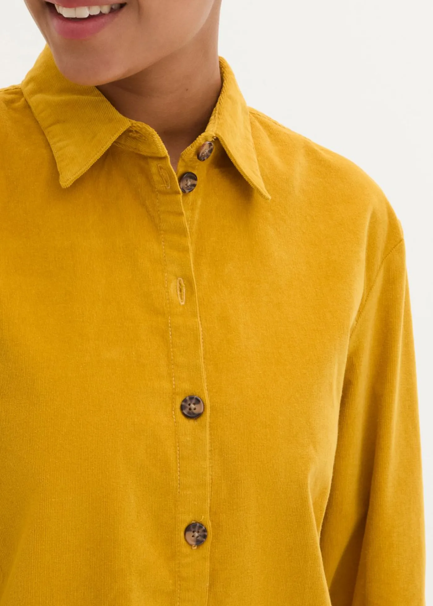 bonprix bonprix Camisa de pana con abertura lateral Oro ocre Discount