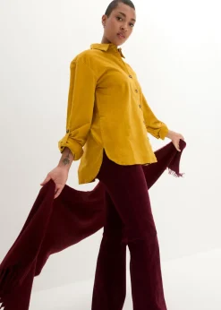 bonprix bonprix Camisa de pana con abertura lateral Oro ocre Discount