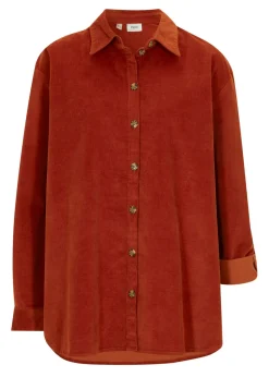 bonprix bonprix Camisa de pana con abertura lateral rojo castaño Outlet