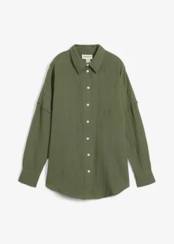 bonprix bonprix Camisa holgada de muselina ligera Verde grisáceo New