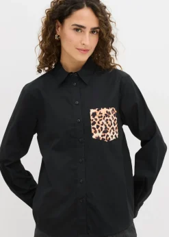 bonprix bonprix Camisa oversize con bolsillo en contraste estampado leo negro Best