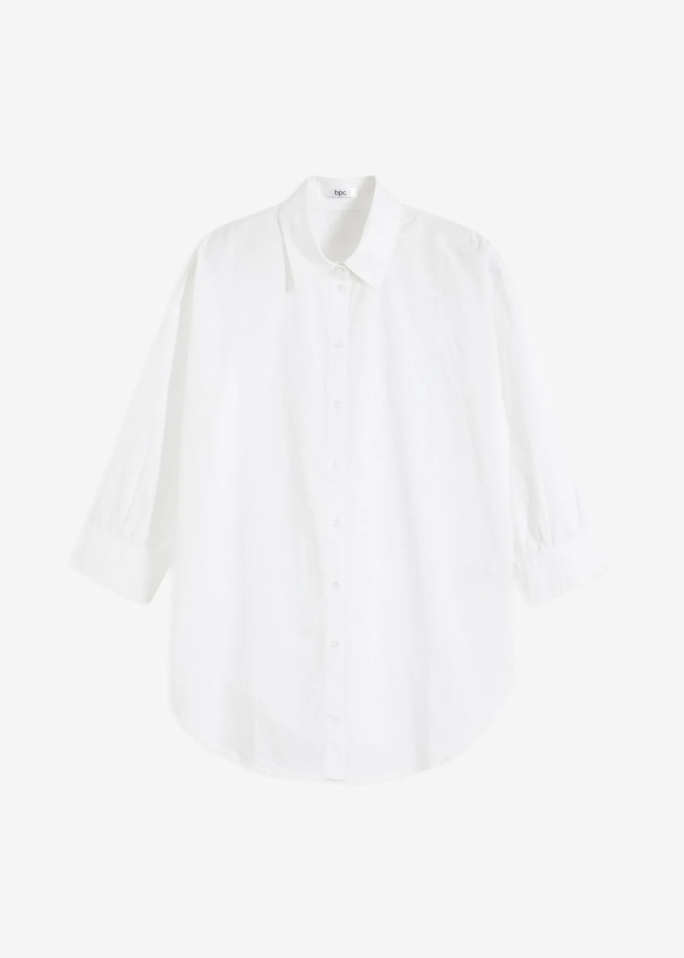 bonprix bonprix Camisa oversize de algodón con mangas 3/4 Blanco Hot