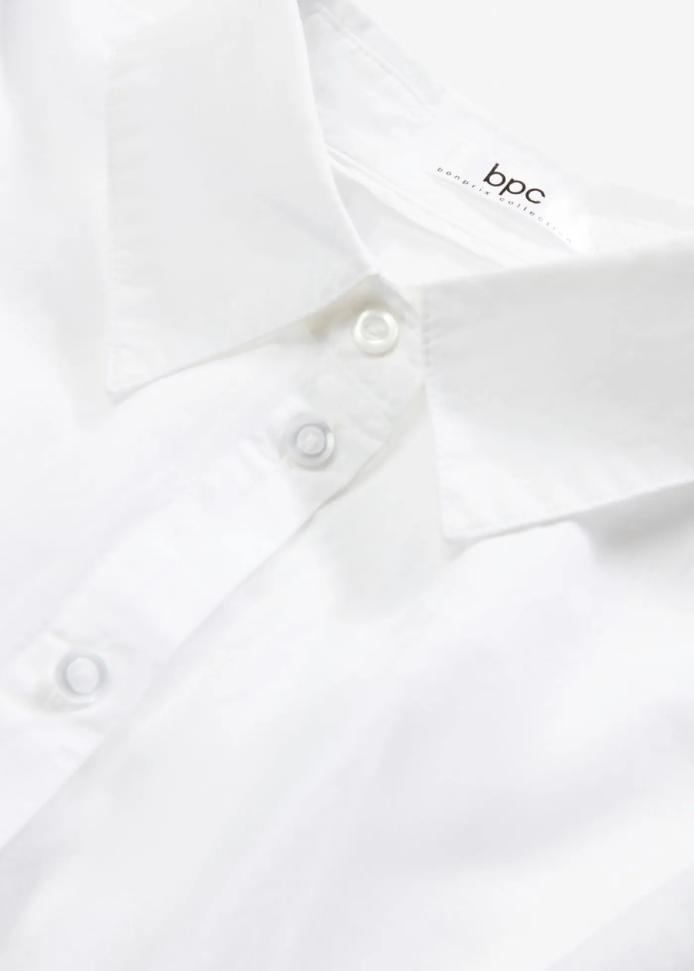 bonprix bonprix Camisa oversize de algodón con mangas 3/4 Blanco Hot