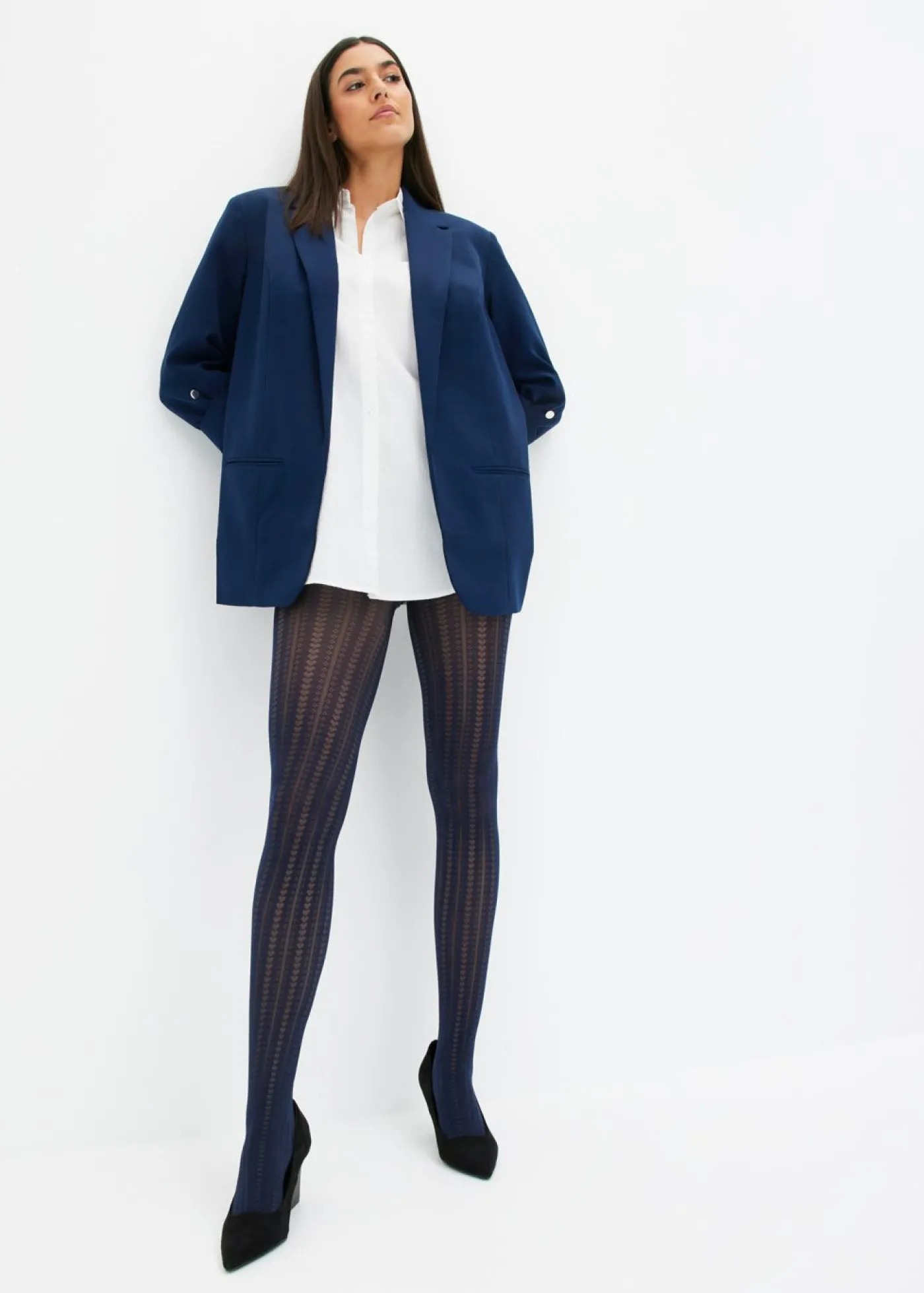 bonprix bonprix Camisa oversize de algodón con mangas 3/4 Blanco Hot