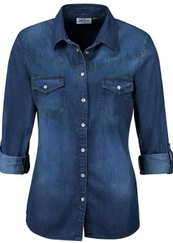 bonprix bonprix Camisa vaquera azul piedra gastado Sale