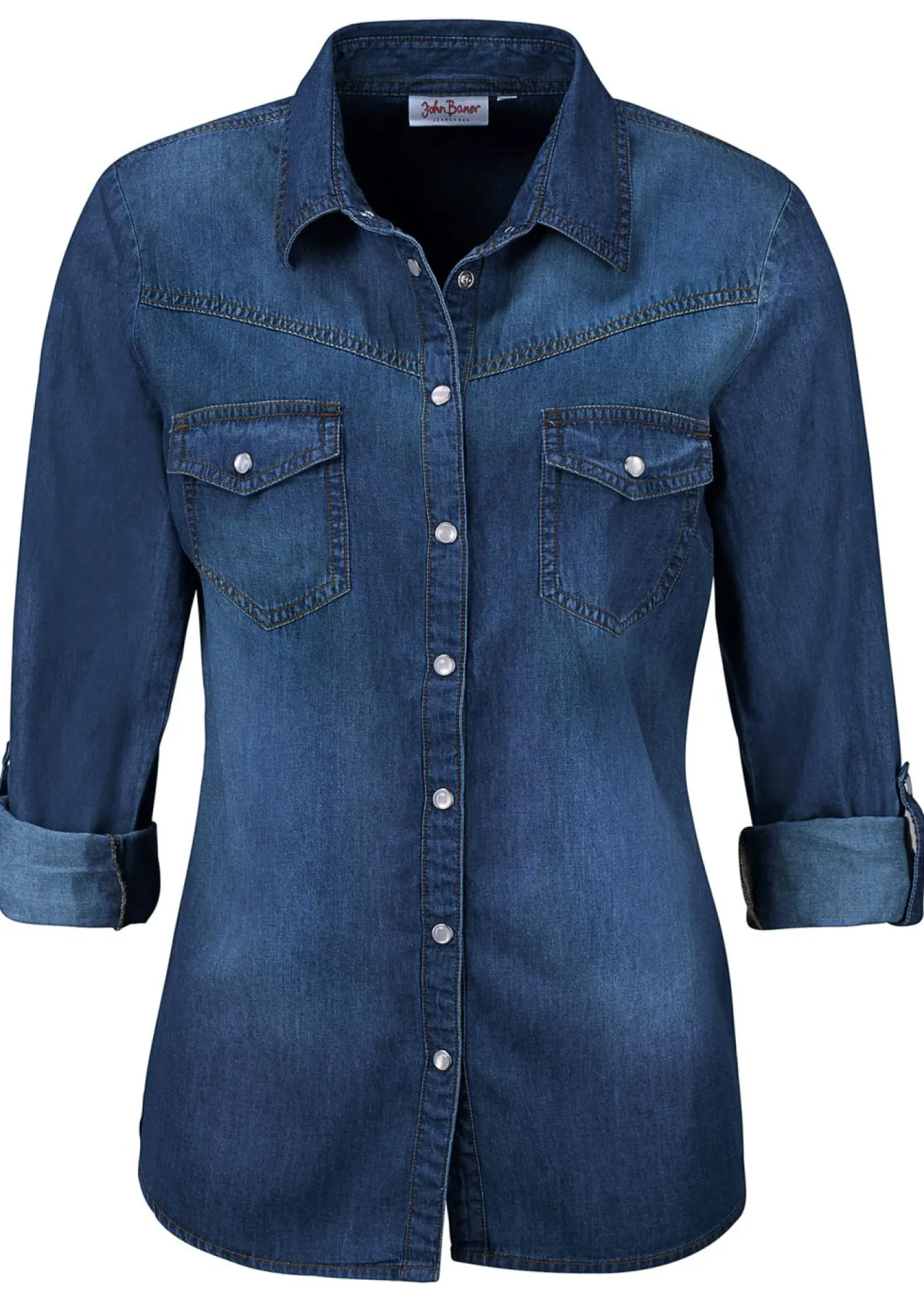 bonprix bonprix Camisa vaquera azul piedra gastado Sale
